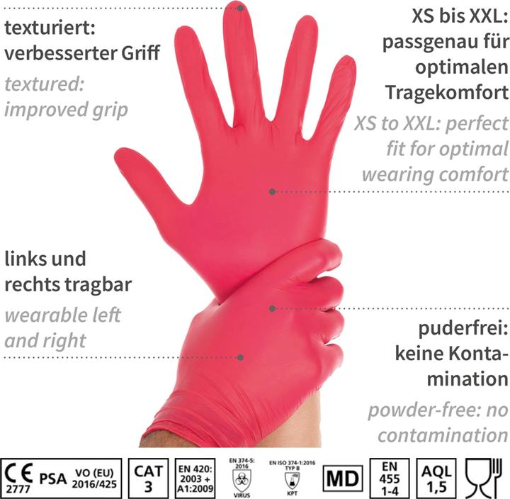 Produktbild Hygostar Nitrilhandschuhe SL Rot M (M)