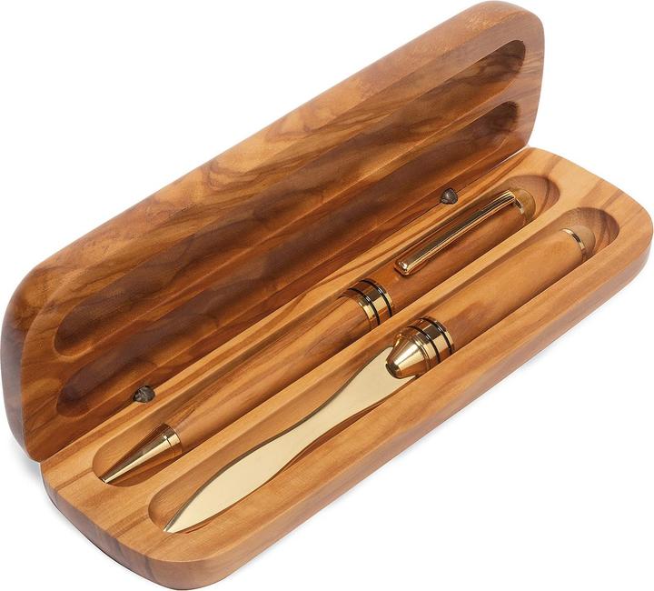 Actual product image Natura Punto Elegant wooden box with ball pen & letter opener (Brown, 1 x)