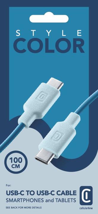 Actual product image Cellularline Stylecolor Cable 100cm - USB-C to USB-C (1 m, USB 3.2 Gen 1)