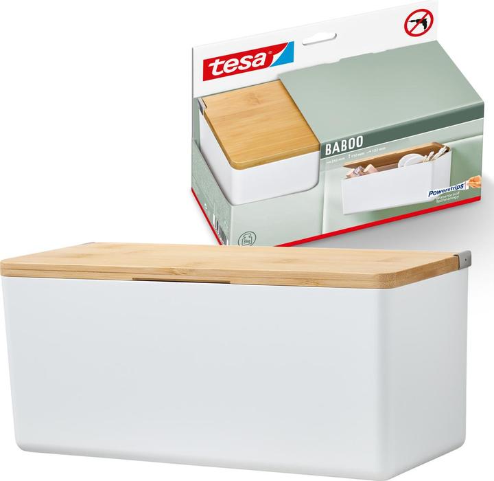 Actual product image tesa BABOO Storage box with lid, medium size incl. adhesive solution without drilling