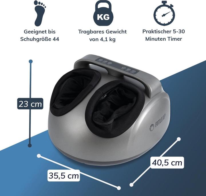 Immagine prodotto Fitleap Fussmassagegerät 9 Intensitäten, 5 Programme, bis Gr. 44, inkl. Fernbedienung, Wärmefunktion
