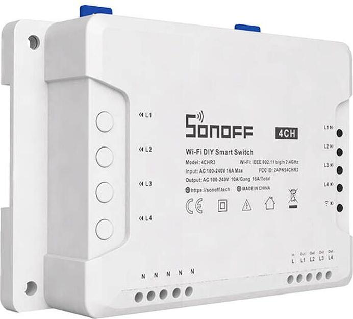 Productafbeelding Sonoff 4CHR3 - 4-voudige Wi-Fi Smart Switch (Schakelaandrijving)