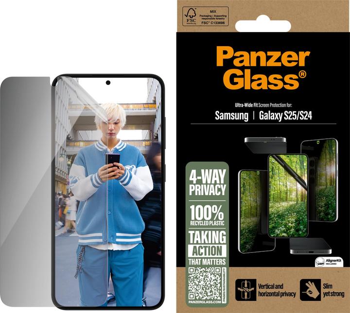 Image du produit PanzerGlass ® ECO MATRIX 4-way Privacy Protection d'écran Ultra-wide Fit (1 pièce(s), Samsung Galaxy S25)