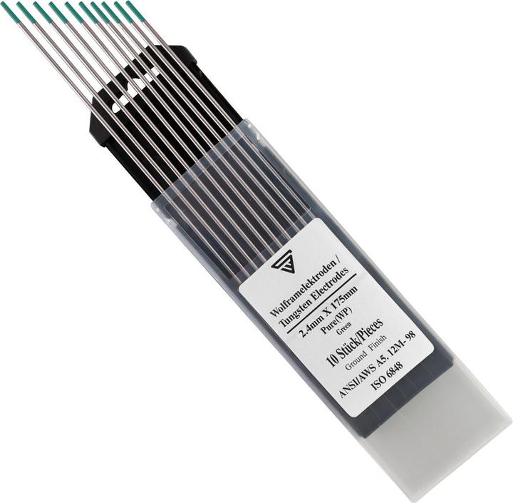 Stahlwerk Elettrodi di tungsteno / elettrodi di saldatura WP verde 2,4 mm x 175 mm set da 10