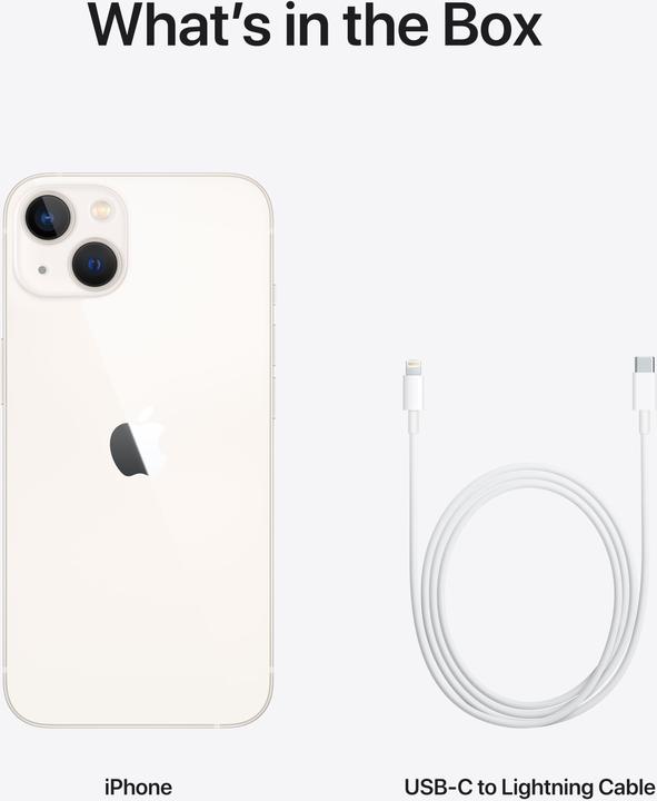 Produktbild Apple iPhone 13 (512 GB, Starlight, 6.10", SIM + eSIM, 12 Mpx, 5G)
