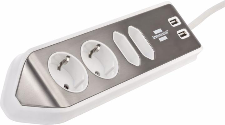 Image du produit Brennenstuhl Bâti de prises d'angle (4 x, CEE 7/16, USB, 2 m)