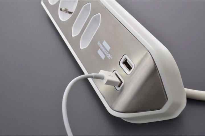 Image du produit Brennenstuhl Bâti de prises d'angle (4 x, CEE 7/16, USB, 2 m)