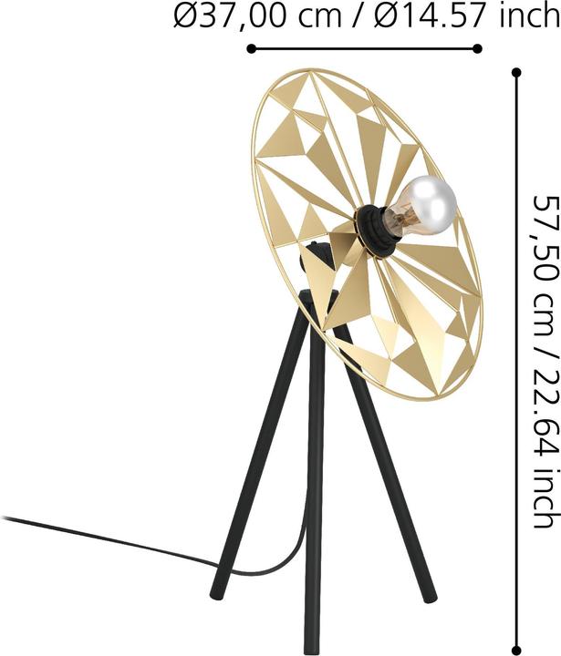 Image du produit EGLO 43808 CASTANUELO E27 Lampe de table 370x270mm Noir Or (E27)