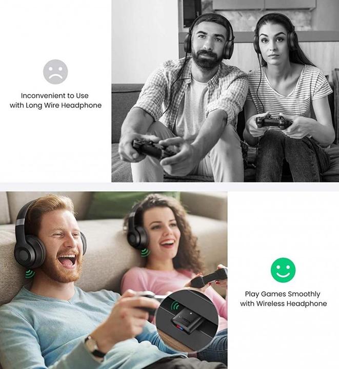Actual product image Ugreen USB Bluetooth 5.0 Transmitter for Nintendo Switch, PC, Laptop (Channels)