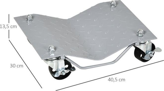 Produktbild Swisshandel24 Rangierheber 2 Stücke Rangierhilfe Reifenwechsel Wagenheber mit 4 Rollen für Auto PKW Grau 40,5L x 3