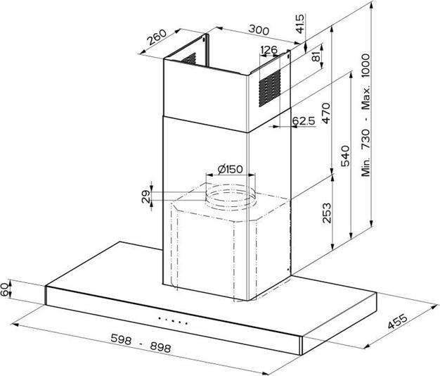 Actual product image Hood, STILO GLASS SMART A60 (Wall hood)