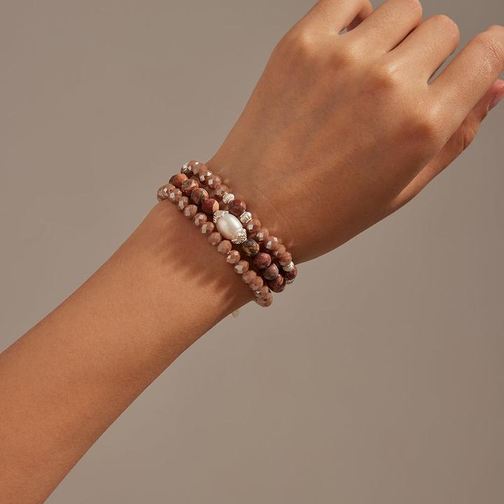 Actual product image Andreani Armband mit echtem Shellbead und echtem Jaspis (80 cm, Shellbeads)