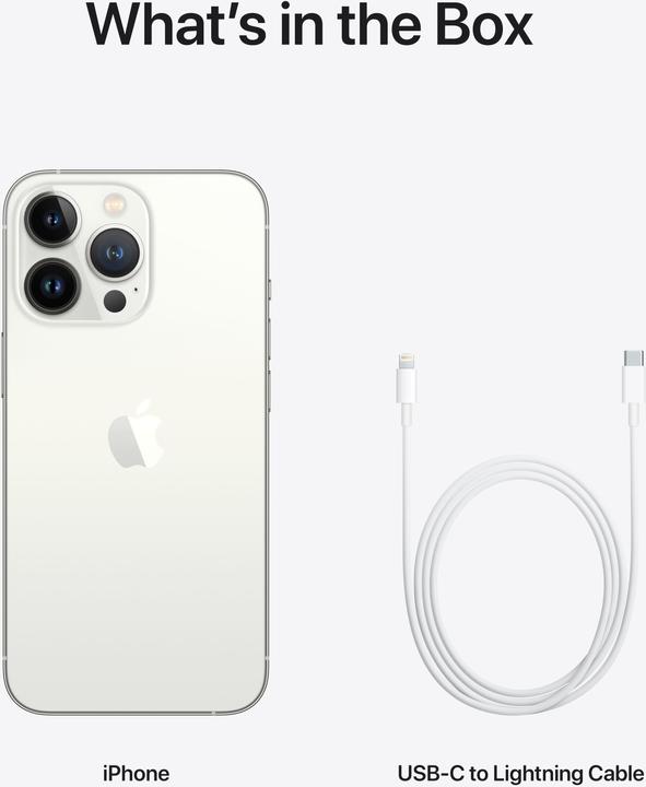 Produktbild Apple iPhone 13 Pro (128 GB, Silver, 6.10", SIM + eSIM, 12 Mpx, 5G)
