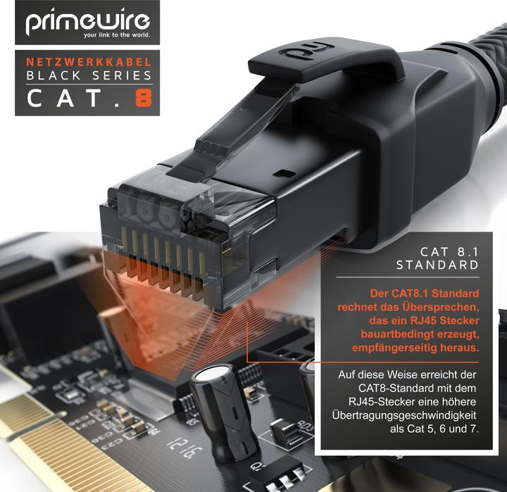 Produktbild Primewire Netzwerkkabel CAT.8, RJ-45, Ethernet, Patchkabel CAT 8, Gigabit Ethernet 40 Gbit/s S/FTP LAN Kabe (S/FTP, CAT8.1, 10 m)