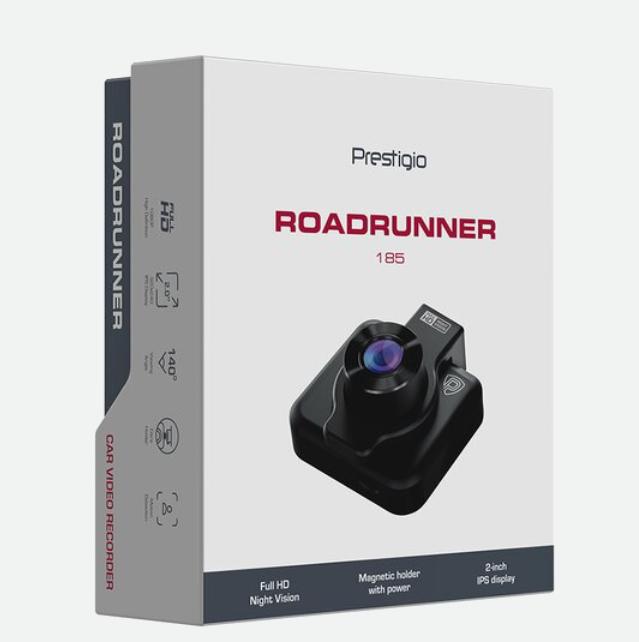 Actual product image Prestigio RoadRunner 185 Full HD Black (Bluetooth, GPS receiver, Built-in display, Built-in microphone, Night vision, FHD+)