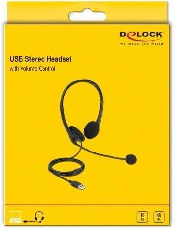 Image du produit Delock Casque d'écoute stéréo USB avec contrôle du volume pour PC et ordinateur portable (Filaire, USB-A)