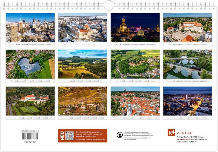Produktbild Kalender Sachsen von oben 2026 - Luftaufnahmen (45 x 30 cm, Deutsch)