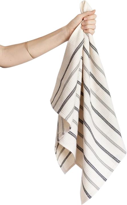 Mungo Küchentuch Natural Cotton Waffle Weave black and grey