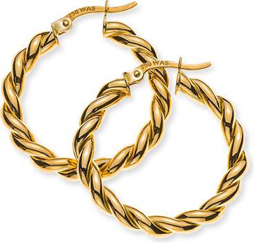 Natsumi Schmuck Creolen Gelbgold 18K/750 Ø 28mm gekordelt (750/18 K Gelbgold)