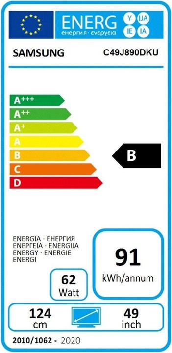 Energie-Label Samsung C49j890dku (3840 x 1080 Pixel, 49")