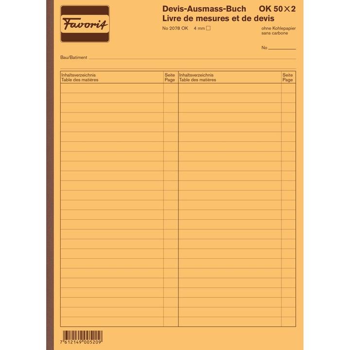 Produktbild Favorit Devis Ausmassbuch (100 x)