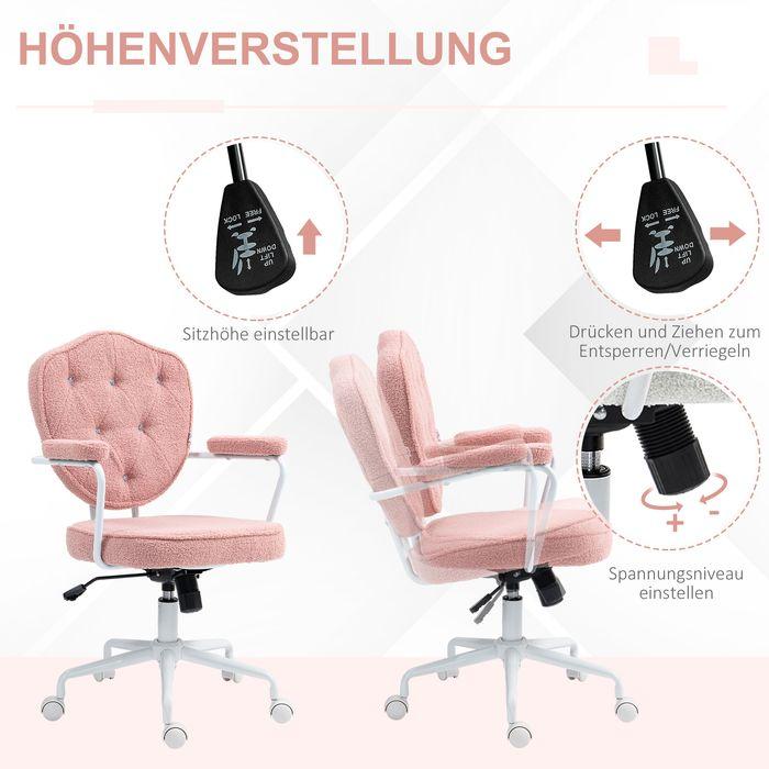 Actual product image Swisshandel24 Bürostuhl, Ergonomisch Schreibtischstuhl mit Wippfunktion, Drehbar, Rosa
