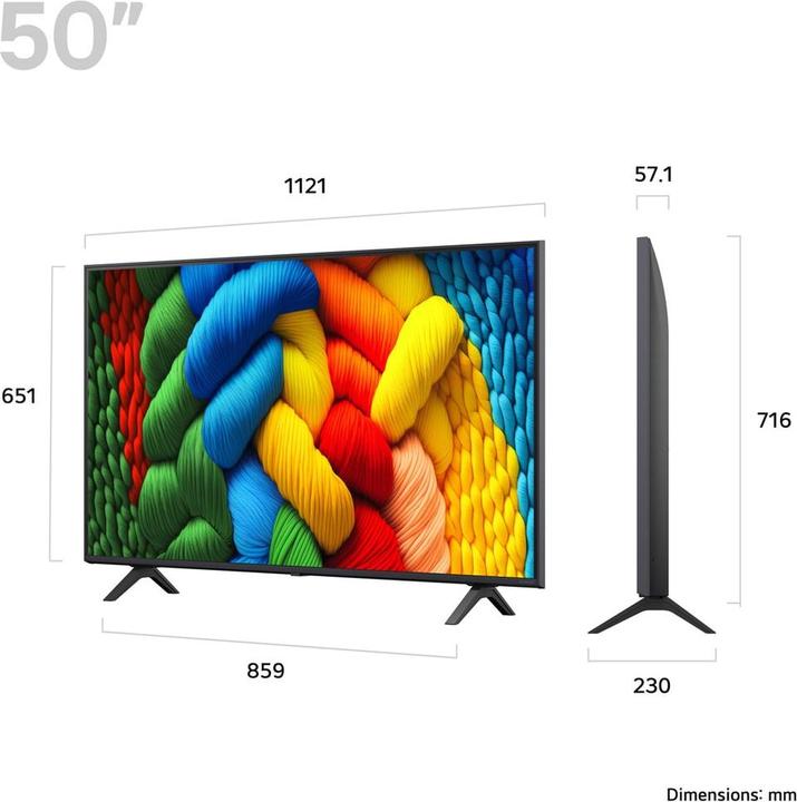 Image du produit LG 50NANO80A6B (50", NANO80, Nano-Cell, 4K, 2025)