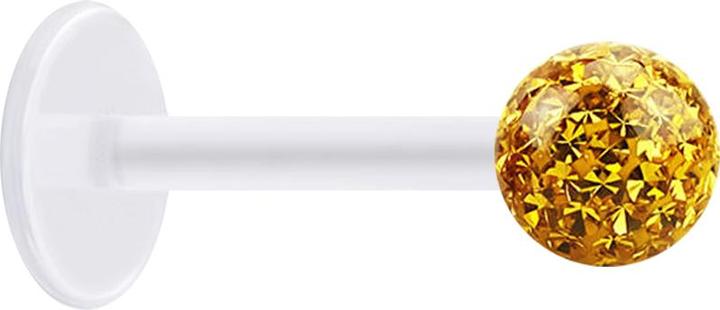 Produktbild Star Piercing Micro Labret transparent mit Kristallkugel topaz und Epoxy Schutzschicht (Chirurgenstahl 316L, ohne Messing, Bioflex)