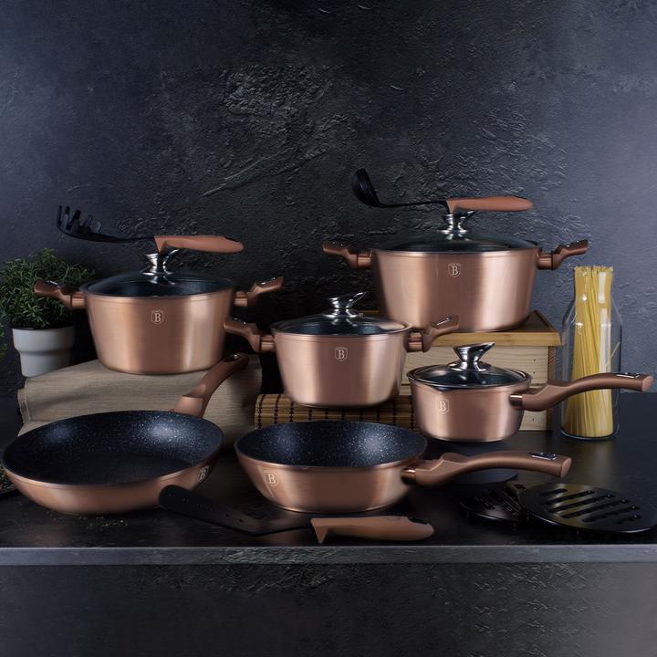 Produktbild BerlingerHaus 15-teiliges Kochgeschirr-Set Rose Gold Edition (Pfannenset + Topfset, Aluminium)