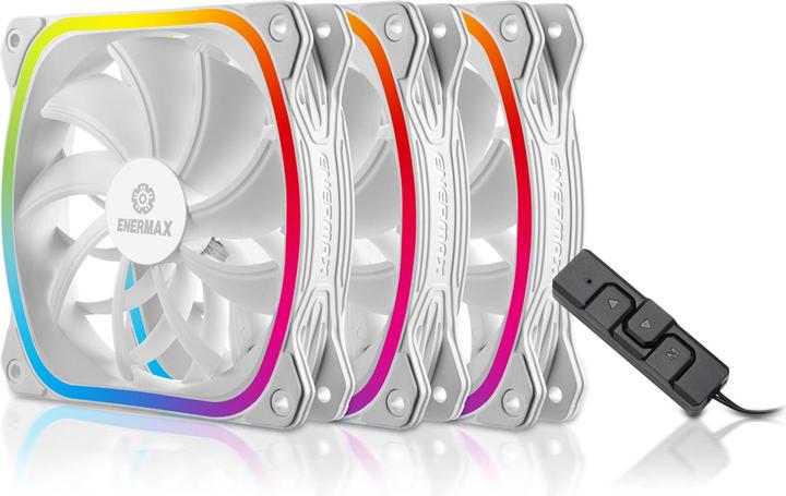 Enermax Ventilatore per PC SquA RGB Bianco 3-Pack con scatola di controllo RGB (120 mm, 3 x)