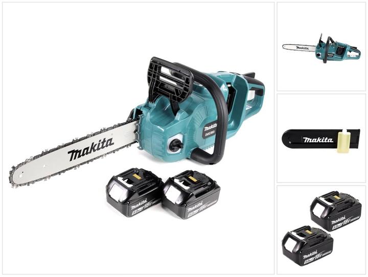 Productafbeelding Makita DUC 353 T2 accu kettingzaag 36V ( 2x18V ) Borstelloos 35 cm + 2x 5,0 Ah accu - zonder oplader (Accu kettingzaag)