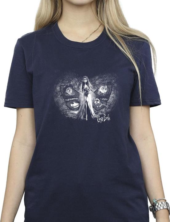 Actual product image Corpse Bride Womens/Ladies Emily Butterfly Cotton Boyfriend T-Shirt (XXL)