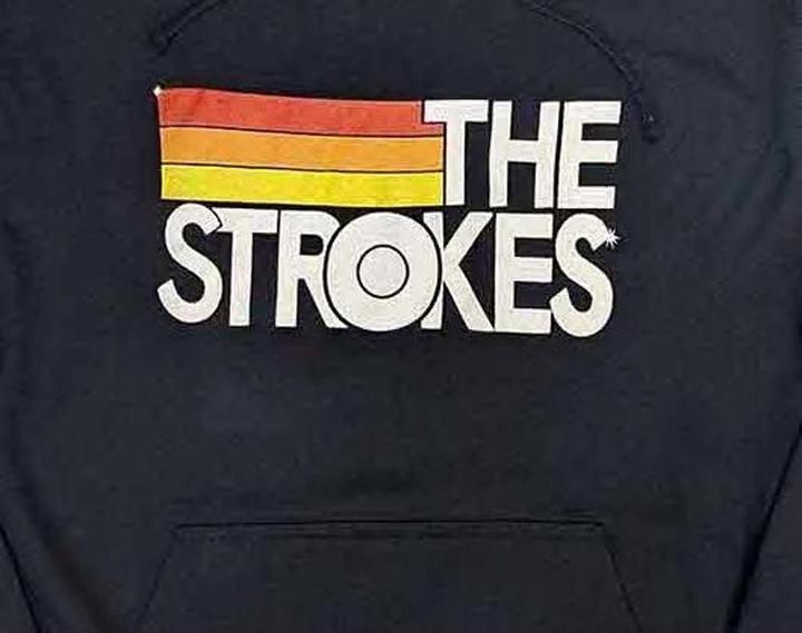 Actual product image The Strokes Unisex Adult Stripe Logo Hoodie (S)