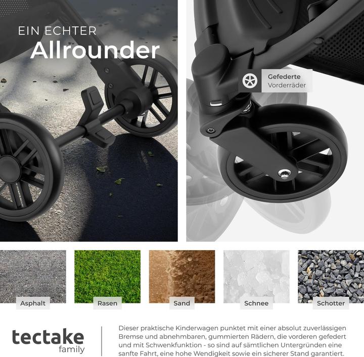 Produktbild tectake Buggy-Kinderwagen Finn, klappbar, 5-Punkt-Gurt