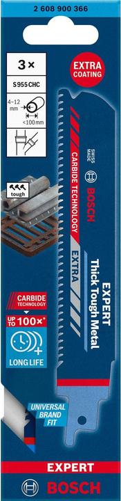 Productafbeelding Bosch Professional Zubehör EXPERT Dik Stevig Metaal S 955 CHC reciprozaagblad 3 stuks voor reciprozagen
