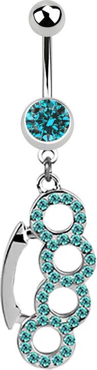 Produktbild Star Piercing Banane silber mit Anhänger Schlagring aqua (Chirurgenstahl 316L, ohne Messing)