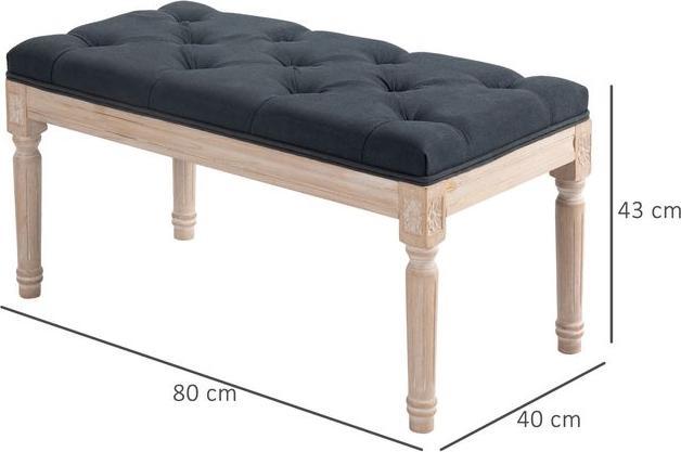 Actual product image Swisshandel24 Upholstered bench Vintage bed bench, hallway bench with buttons, linen look, max. load 120 kg, 80x4 (80 cm)