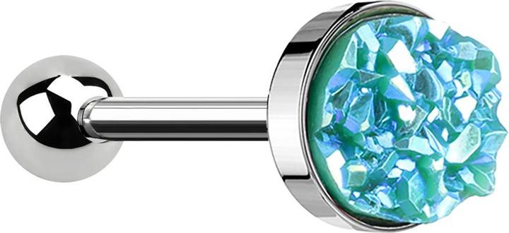 Immagine prodotto Star Piercing Micro Barbell silber mit Druse Stein grün (senza ottone, Acciaio chirurgico 316L)