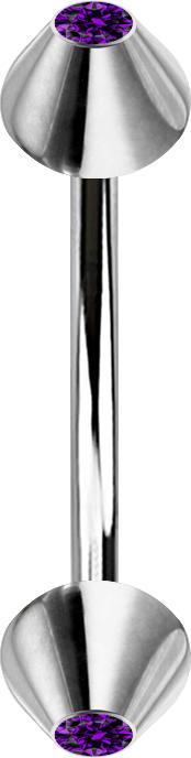 Produktbild Star Piercing Micro Banane silber mit zwei Cones Kristall violett (Chirurgenstahl 316L, ohne Messing)