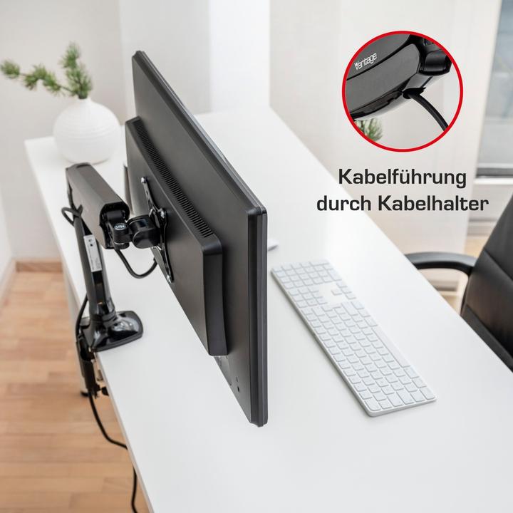 Actual product image Vantage Monitor arm single Gas 75x100 -9kg 27" black (Table, 27")