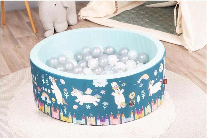 Produktbild Knorrtoys Bällebad soft - "Unicorn petrol" - 150 balls grey/white/transparent (7 cm)