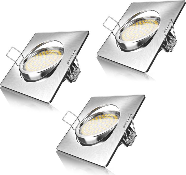 Produktbild Brandson 3x LED Einbaustrahler, schwenkbarer Deckenspot, Edelstahl, 320 Lumen, Deckenstrahler Warmweiss (320 lm)
