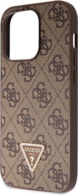 Produktbild Guess PU Leather Metal Logo Strass Crossbody Case für Apple iPhone 15 Pro - brown (Apple iPhone 15 Pro)