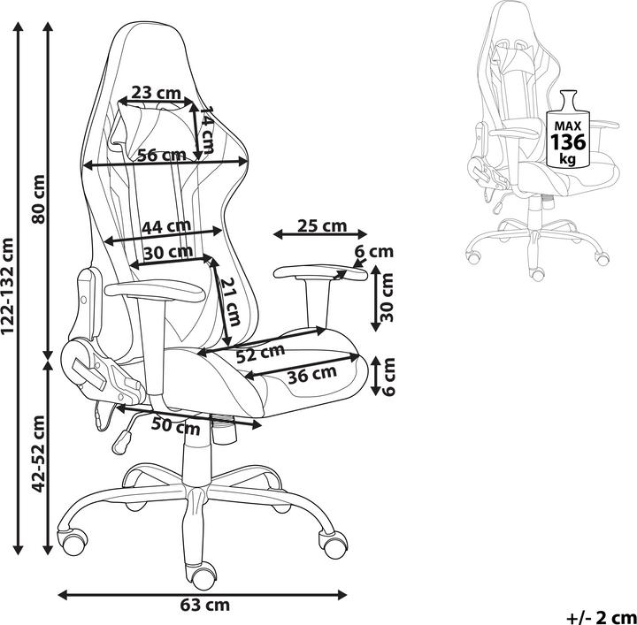 Actual product image Beliani Office chair imitation leather black with LED lighting GLEAM