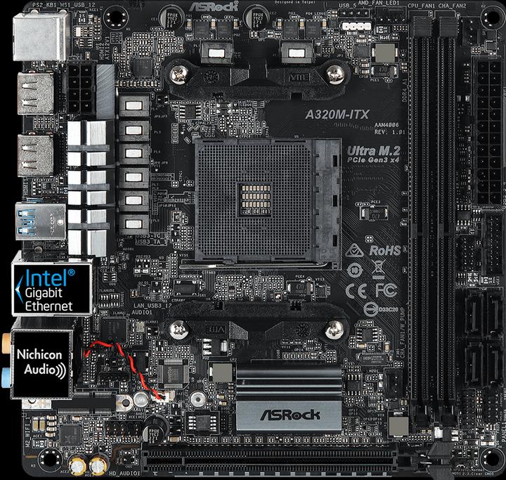 Produktbild AsRock A320M-ITX (AM4, AMD A320, Mini-ITX)