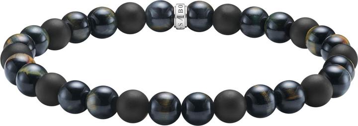 Thomas Sabo Talisman Armband mit Tigerauge und Obsidian Beads (21 cm, 925er Silber)