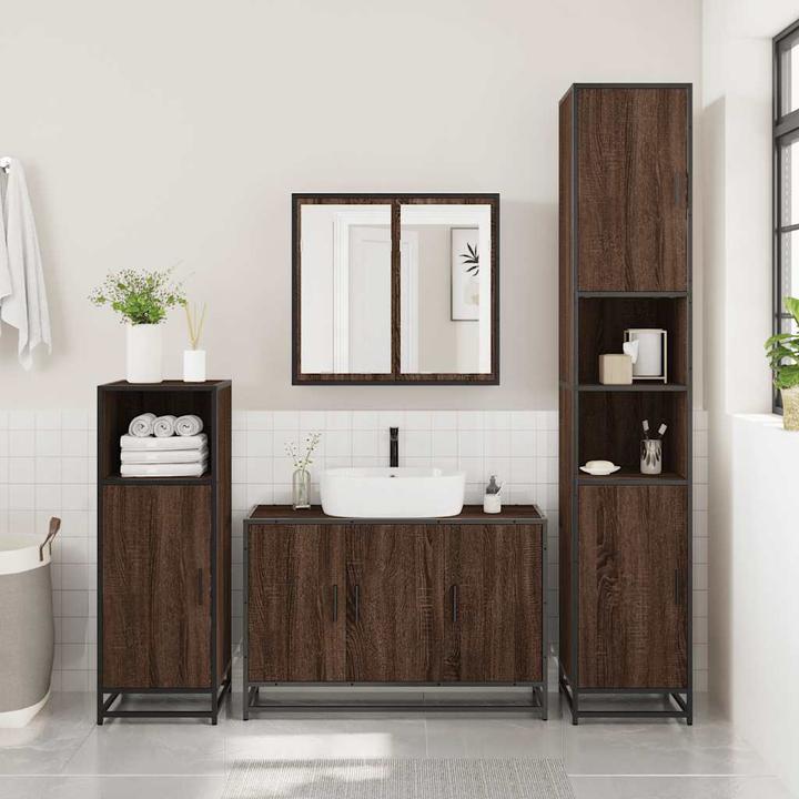 Immagine prodotto VidaXL Set di mobili da bagno da 4 pezzi Set di mobili da bagno in legno effetto rovere marrone