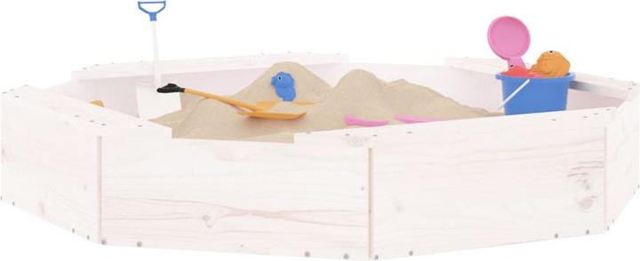 Produktbild VidaXL Sandkasten mit Sitzen Weiss Achteck Massivholz