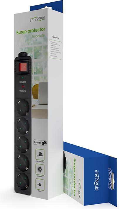 Productafbeelding Gembird SPG5-C-15, Overspanningsbeveiliging contactdoos, AC (5 x, CEE 7/3, 4.50 m)