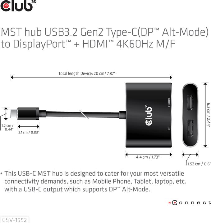 Image du produit Club 3D Hub USB (HDMI, USB, 5.90 cm)